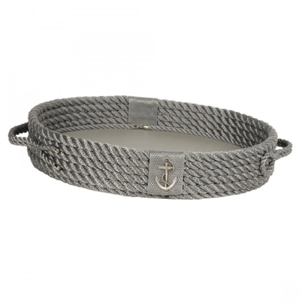 CaptainRA Deri Tabanlı Tepsi (Oval) Gri