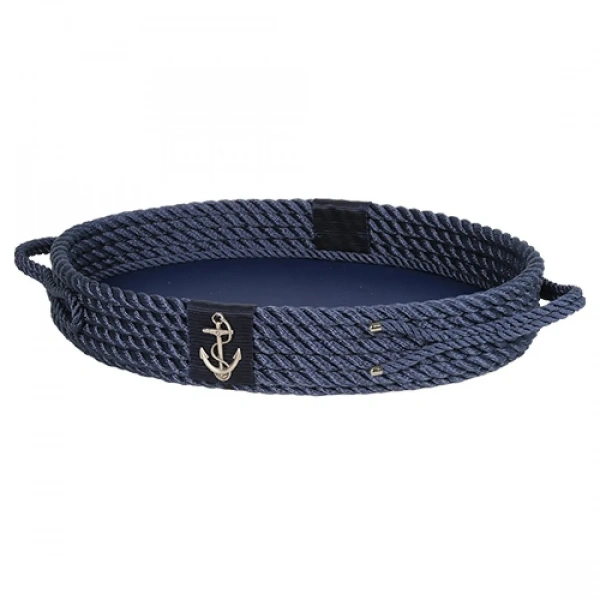 CaptainRA Deri Tabanlı Tepsi (Oval) Lacivert