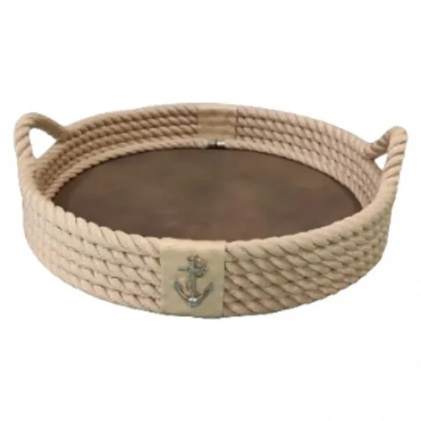 CaptainRA Deri Tabanlı Tepsi (Yuvarlak) Bej