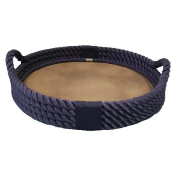 CaptainRA Deri Tabanlı Tepsi (Yuvarlak) Lacivert