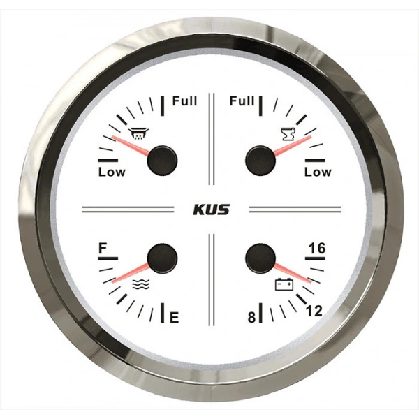 KUS Temiz Su + Pis Su + Gri Su + 12V Voltmetre 4lü Gösterge 111mm