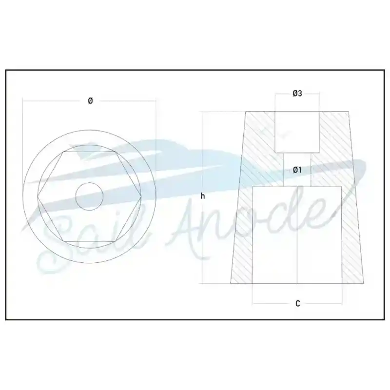Pervane Tutyalar Altıköşe Yedek Çinko Sail Anode h-60