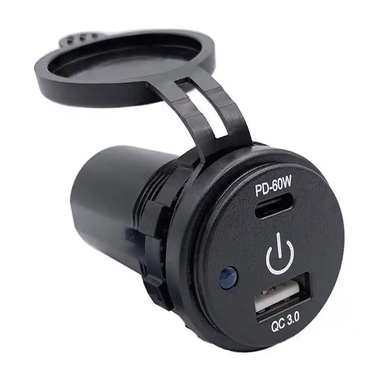 Dokunmatik Switchli USB + Type-C 12-24V Şarj Soketi