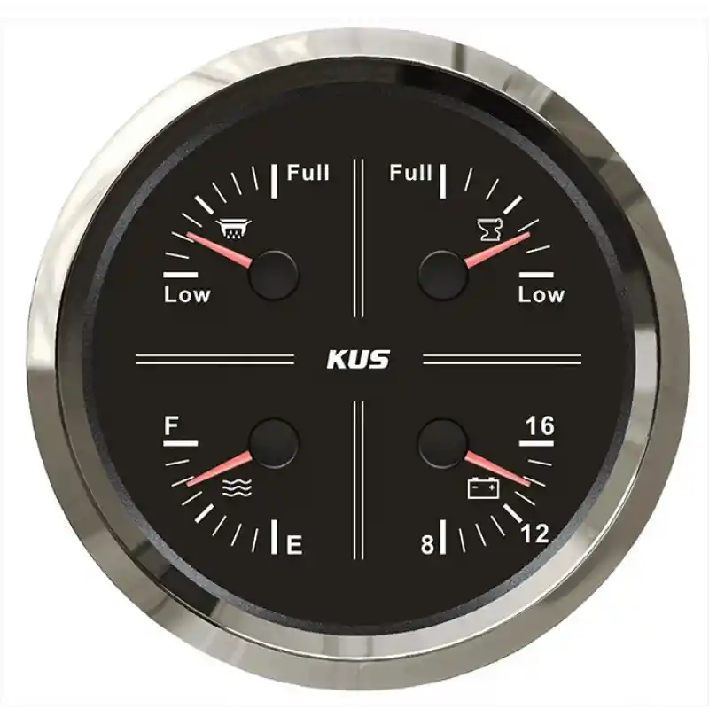 KUS Temiz Su + Pis Su + Gri Su + 12V Voltmetre 4lü Gösterge 111mm - Beyaz