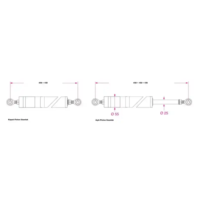 Barka Aktuatör, İtme/Çekme. 1000 Kg. 24V - 150mm