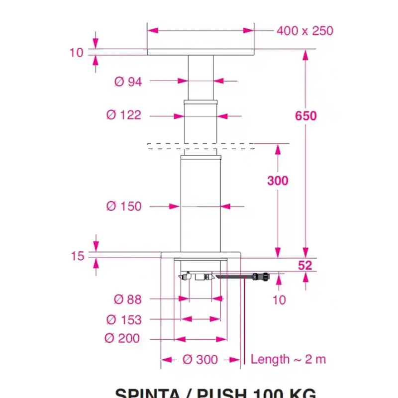 Barka Elektrikli Masa Ayağı, 12V. 2 Kademe - 650mm