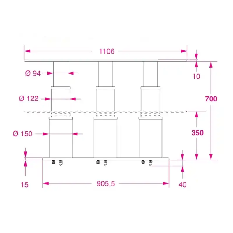 Barka Elektrikli Üçlü Masa Ayağı.24V.2 Kademe - 700mm
