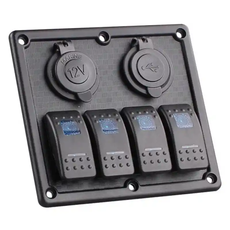 BFY Sigortalı Switch Panel USB + 12V Çakmaklık, 4 Anahtarlı