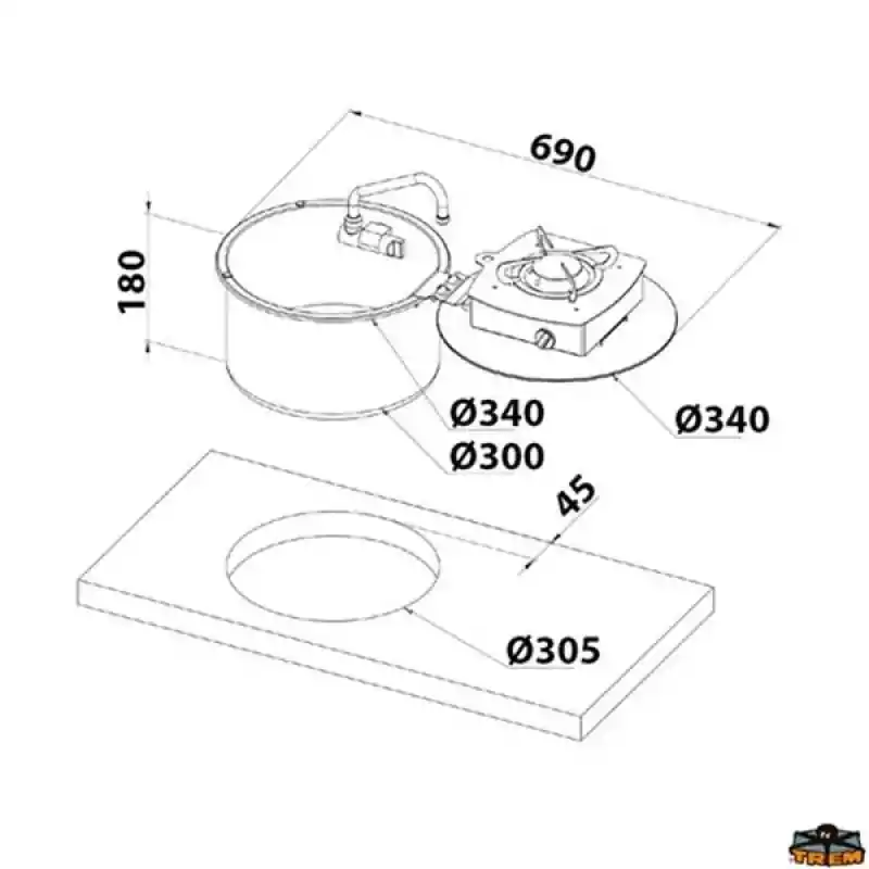 CAN LC1701-S-FP Yuvarlak Evyeli Musluklu Ocak