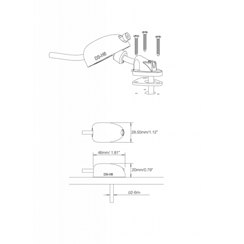 DS-H6 KABLO ÇIKIŞI, PLASTİK, SİYAH, 2-6MM