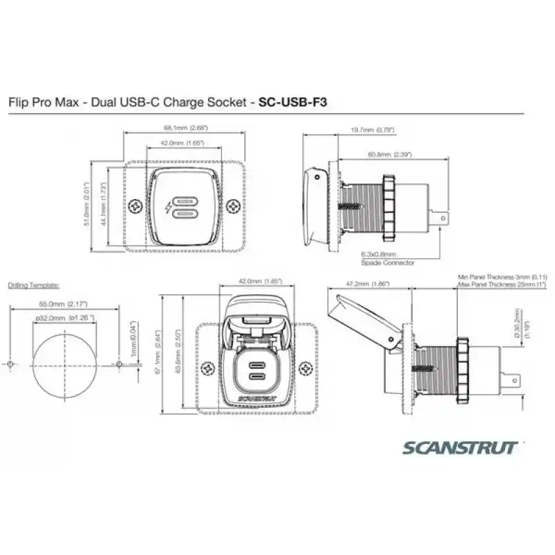 Flip Pro Max SC-USB-F3 Çiftli Type-C