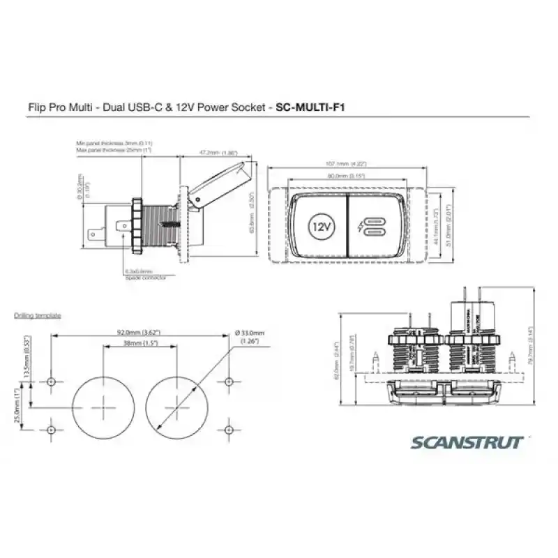 Flip Pro SC-Multi -F1 Çiftli Type-C/12V Soket