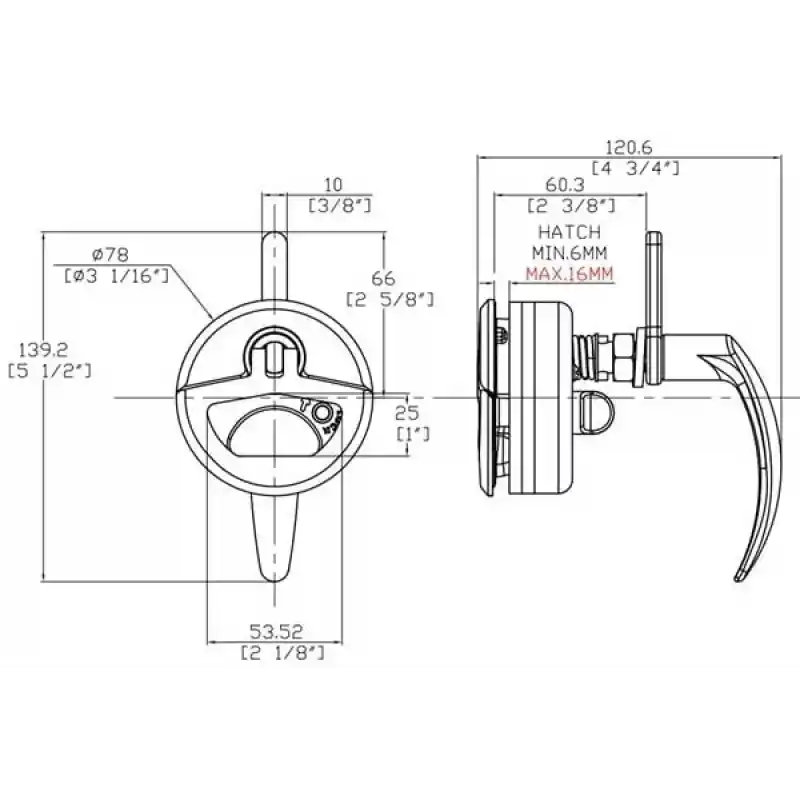 Gömme Kulp + Kapı Mandalı Ø65mm