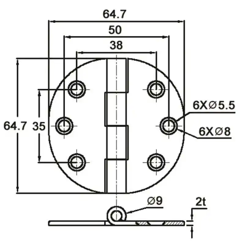 Kapaklı Menteşe 66.5*66.8mm