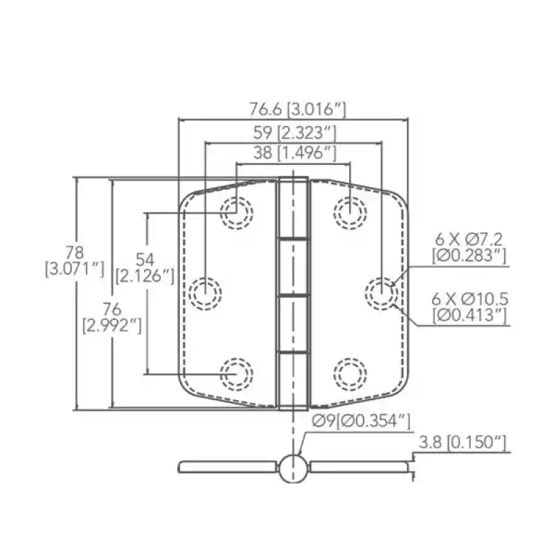Kapaklı Menteşe 76X78mm
