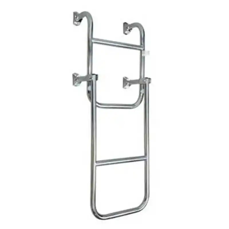 Katlanabilir Paslanmaz Krom Merdiven Genişlik: 24.5cm - 2+1 Basamak / 65cm