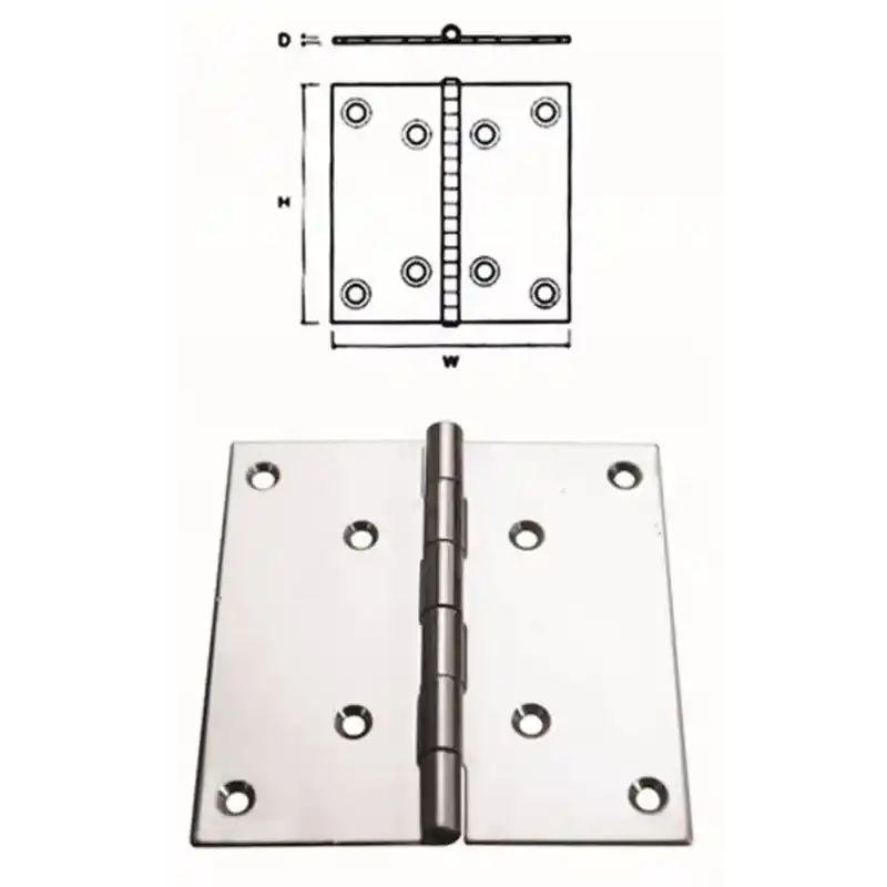 Menteşe Paslanmaz Çelik 100x100x2 mm
