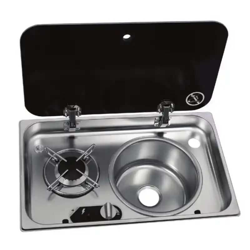 Navy Load Cam Kapaklı Ocak ve Sağ Evye NL24000