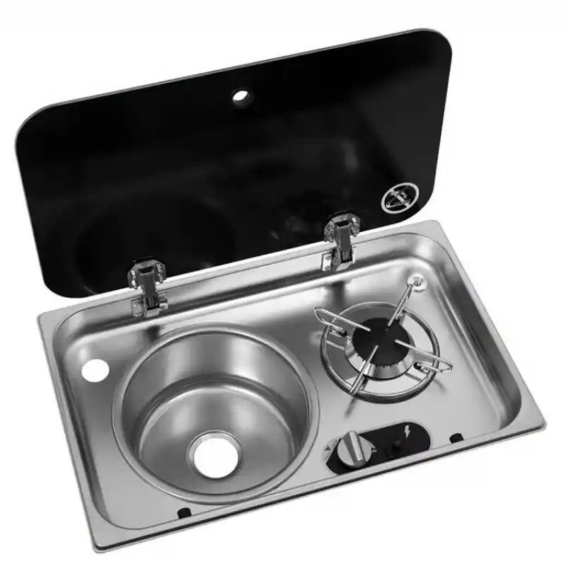 Navy Load Cam Kapaklı Ocak ve Sol Evye NL24001