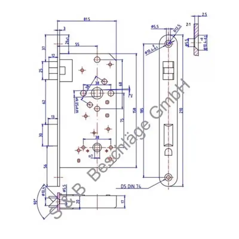 Polisajlı paslanmaz çelik tuvalet kapısı kilidi, sağ