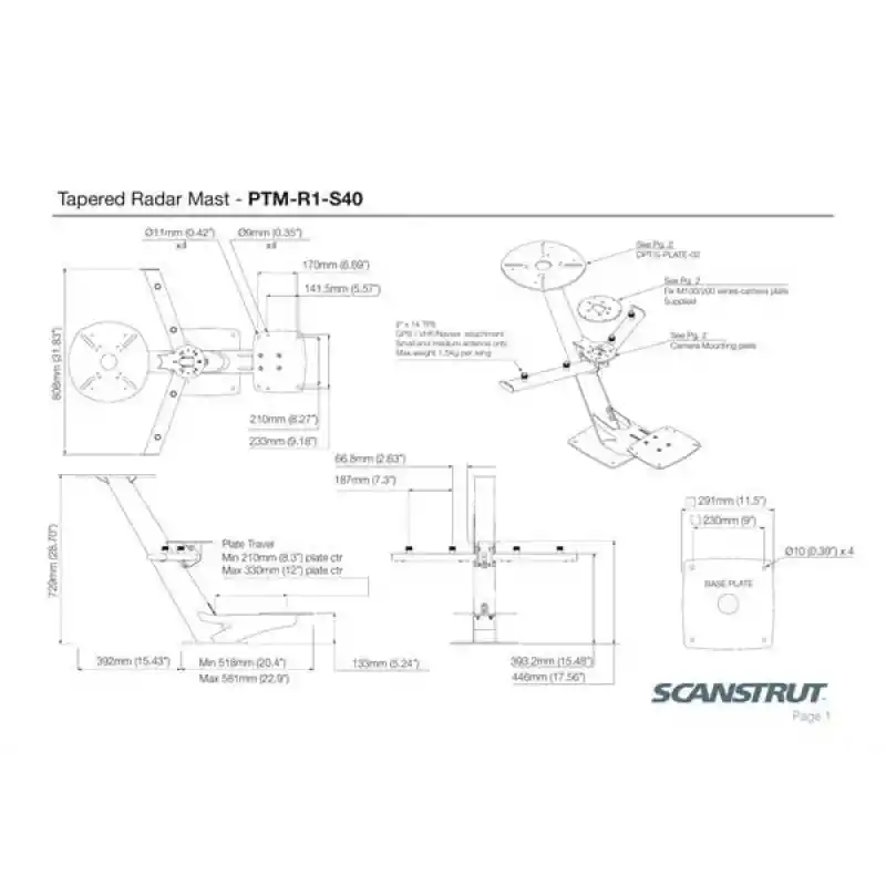 PTM-R1-S40 Montaj Ayağı. Uydu/Radar/Kamera