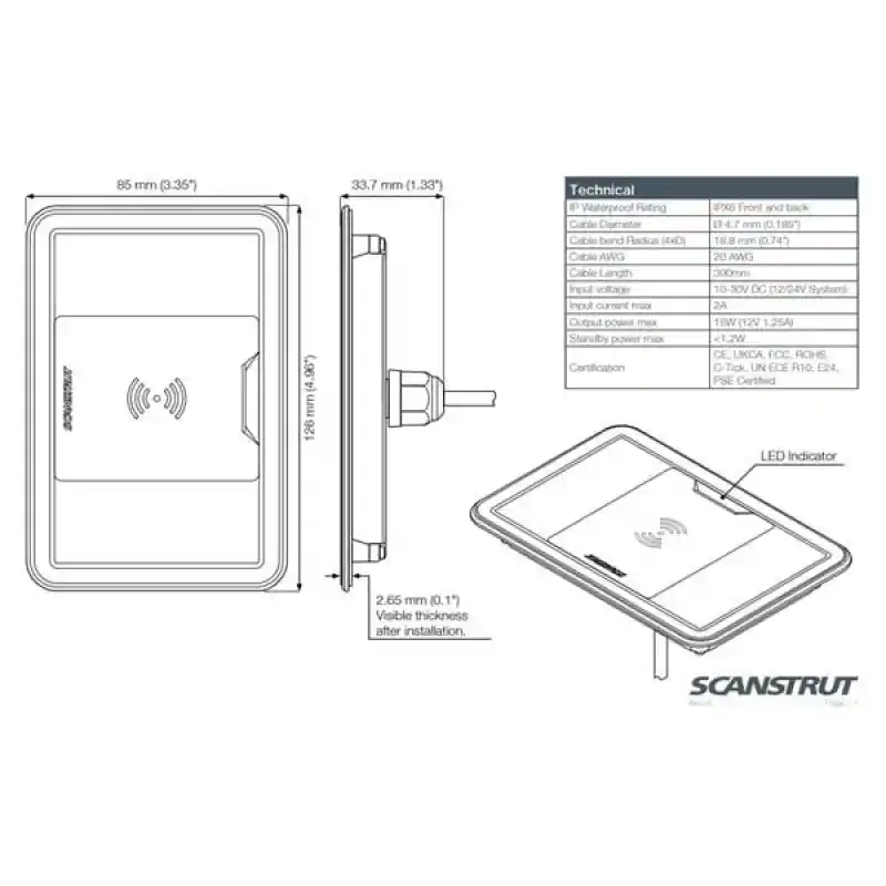 ROKK WIRELESS SURFACE 3 COIL 15W,12/24V KABL.ŞARJ