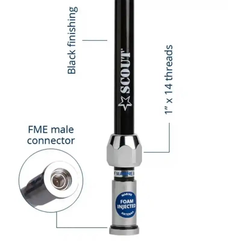 Scout Quick 2 Vhf Anteni Fiberglass 1.5 Metre Siyah