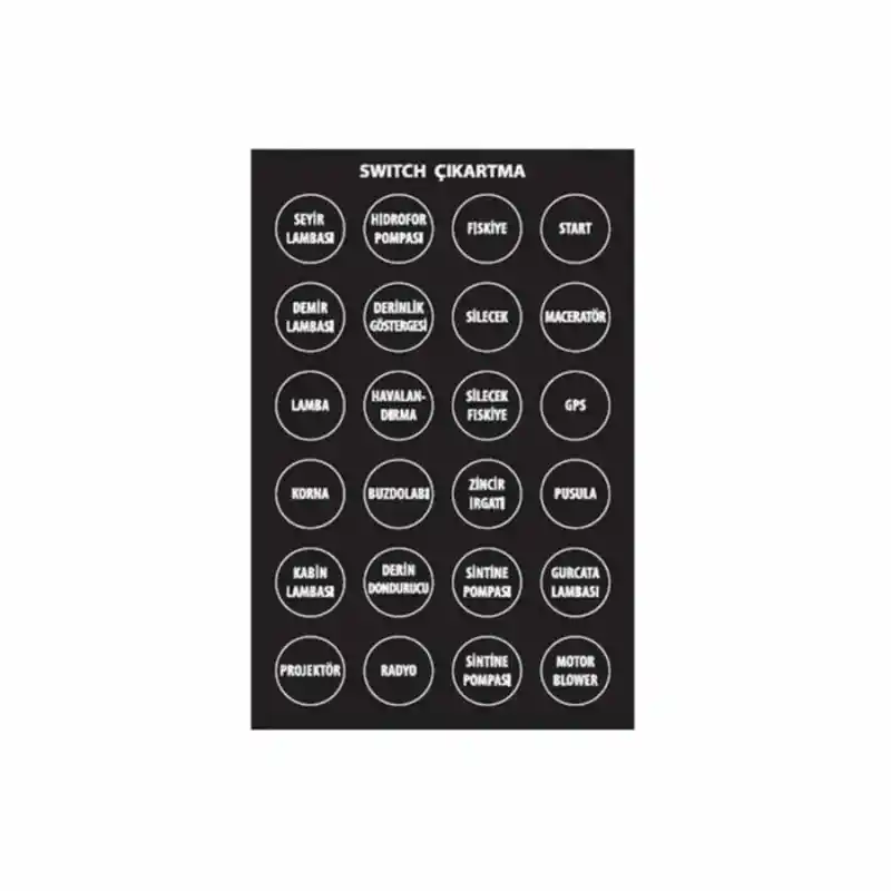 Switch Panelleri İçin Çıkartma Setleri - Yuvarlak / İngilizce