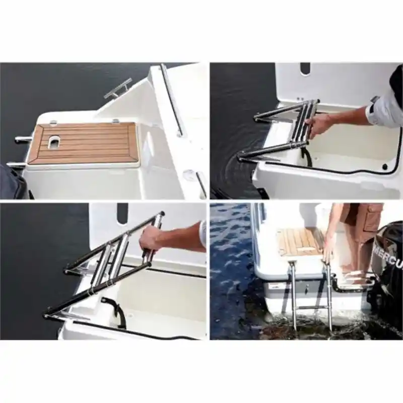 Teleskopik Krom Tekne Merdiveni - 3 Basamak - 85cm