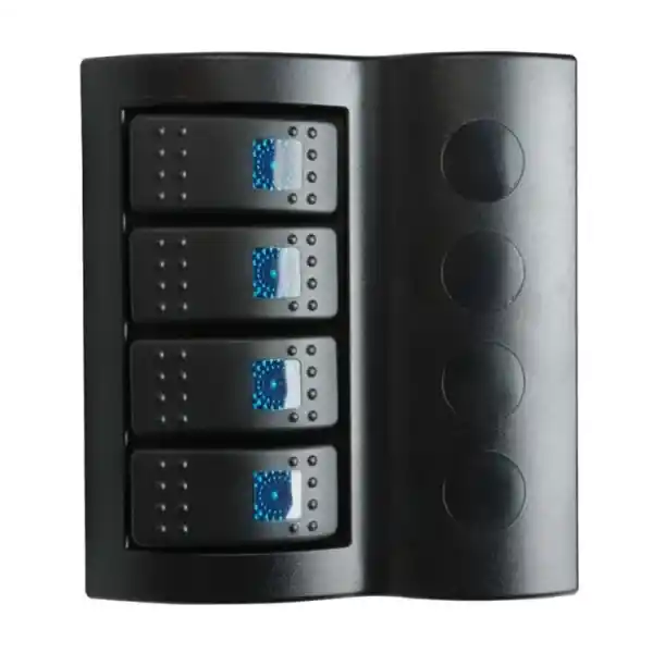 BFY Marin Otomatik Sigortalı Işıklı Switch Panel, 4 Anahtar, Mavi