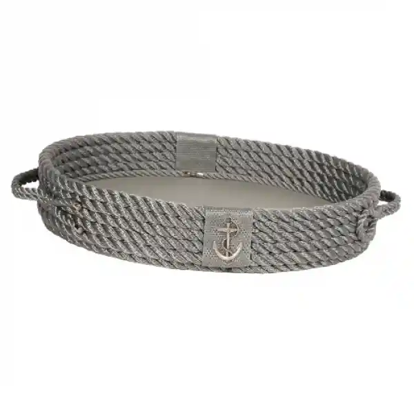 CaptainRA Deri Tabanlı Tepsi (Oval) Gri