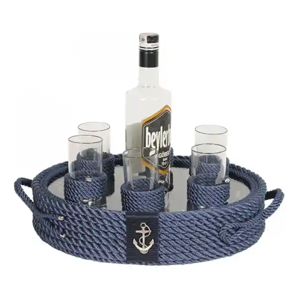 CaptainRA Rakı Bardaklı Tepsi Lacivert