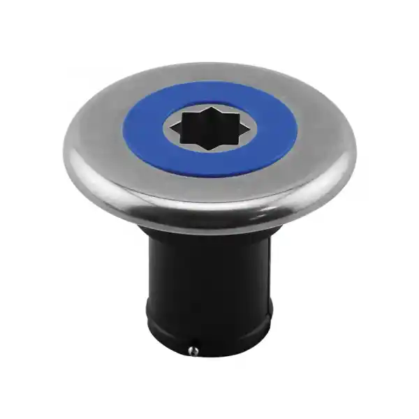 İnox Dolum Ağzı Ø 38mm, Mavi Kapaklı, Su İçin, Siyah Gövde