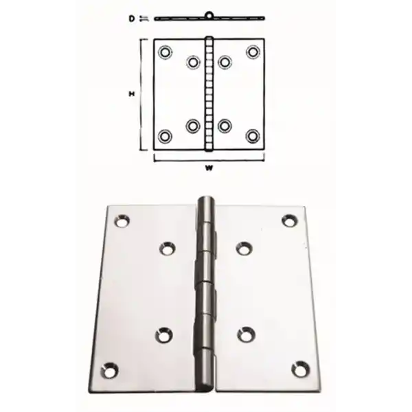 Menteşe Paslanmaz Çelik 100x100x2 mm
