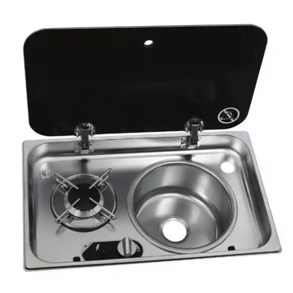 Navy Load Cam Kapaklı Ocak ve Sağ Evye NL24000