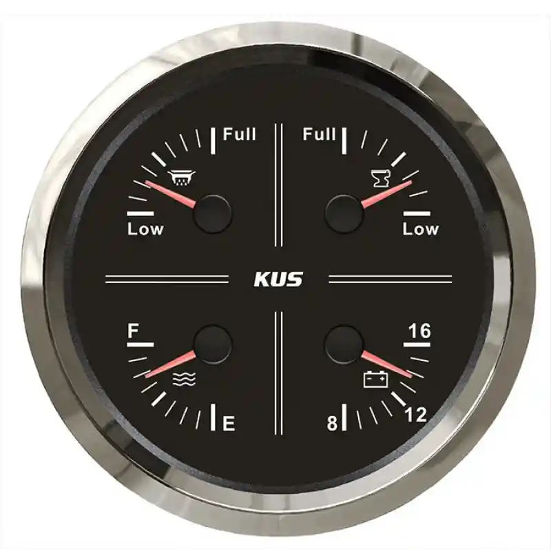 KUS Temiz Su + Pis Su + Gri Su + 12V Voltmetre 4lü Gösterge 111mm - Beyaz