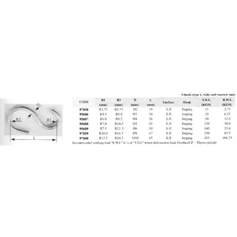 Lalizas 95689 AISI 316 Paslanmaz Çelik S Kanca 6 mm