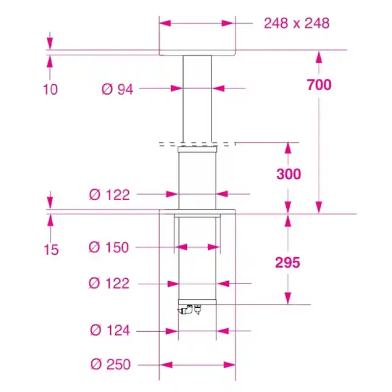Barka Elektrikli Gömme Masa Ayağı.12V.Tek Kademe-700mm