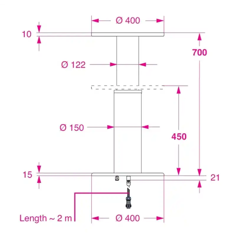 Barka Elektrikli Masa Ayağı. 24V. Tek Kademe - 700mm