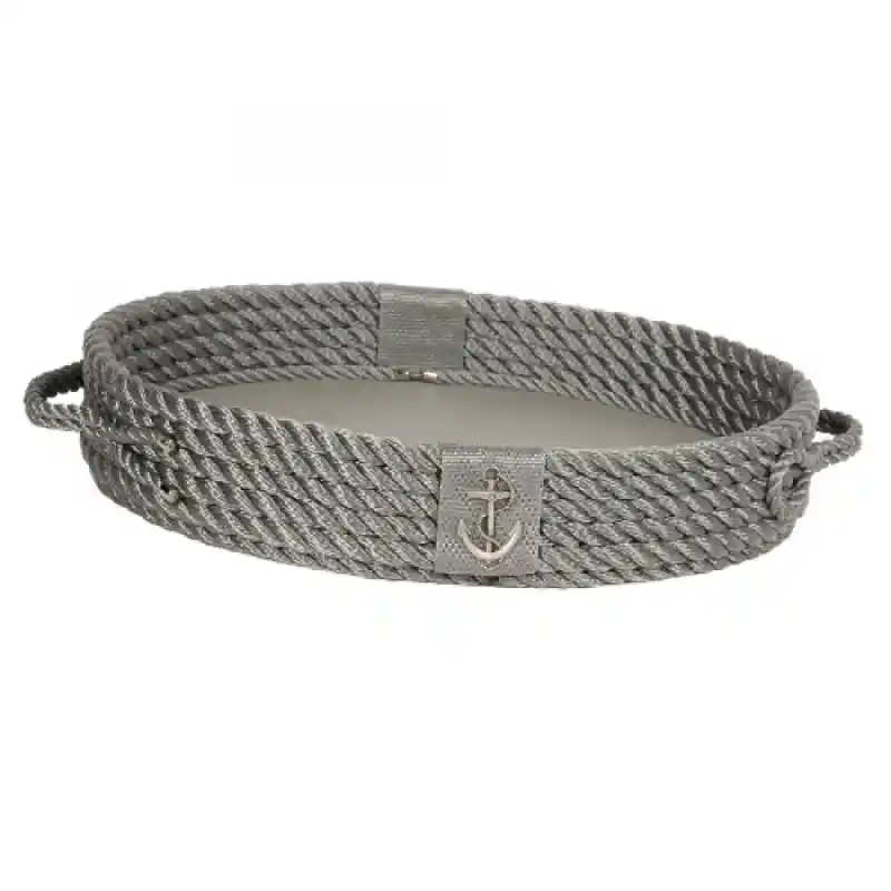 CaptainRA Deri Tabanlı Tepsi (oval) Gri