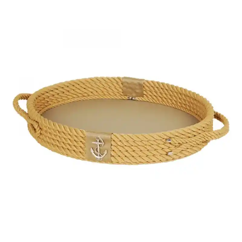 CaptainRA Deri Tabanlı Tepsi (oval) Krem