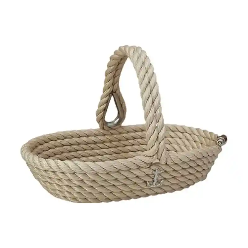 CaptainRA Kulplu Eşya Sepeti (oval) Bej