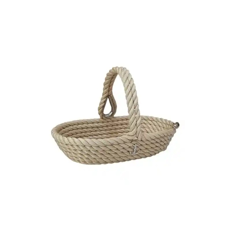 CaptainRA Kulplu Eşya Sepeti (oval) Bej