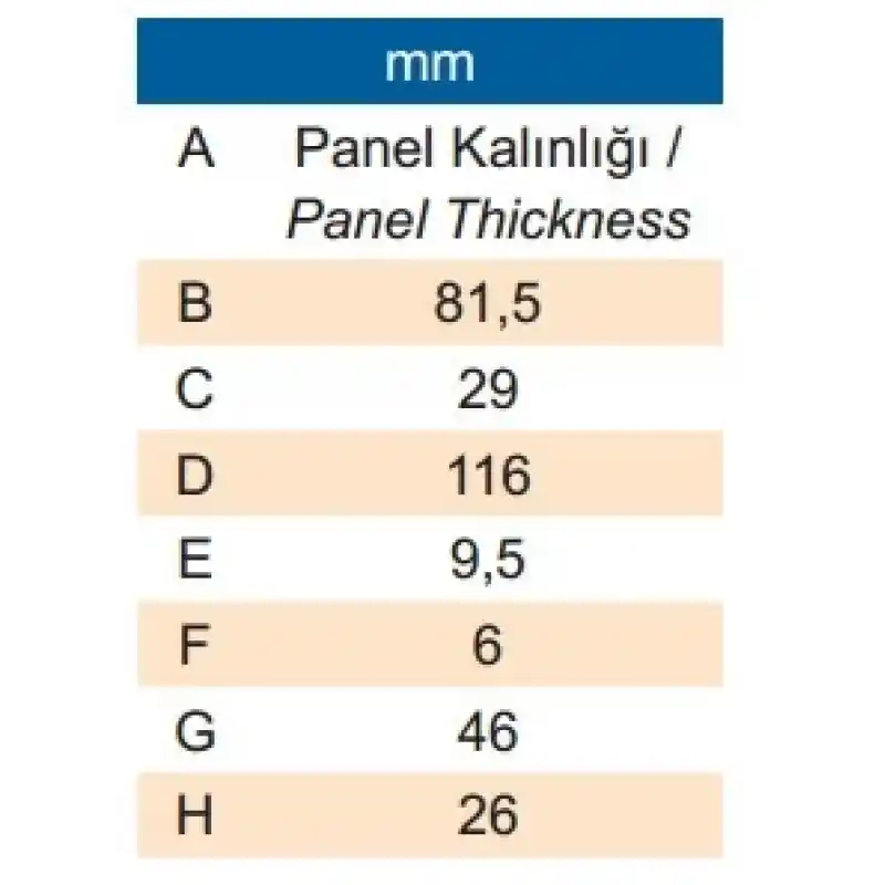 Mobella Kanatlı Tip Kapı Kilidi