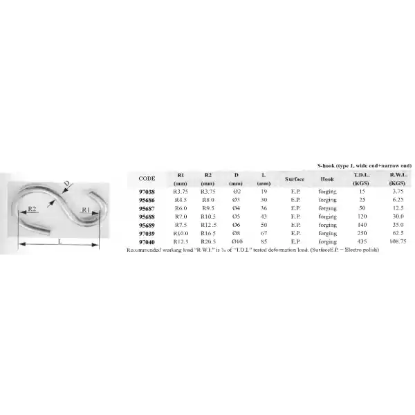 Lalizas 95689 AISI 316 Paslanmaz Çelik S Kanca 6 mm