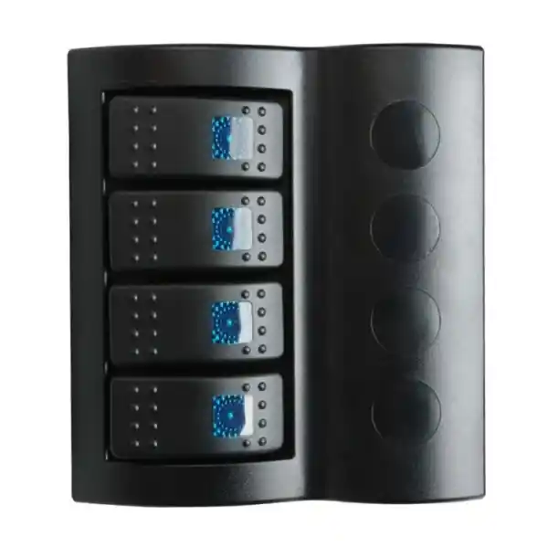 BFY Marin Otomatik Sigortalı Işıklı Switch Panel, 4 Anahtar, Mavi