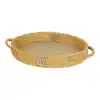 CaptainRA Deri Tabanlı Tepsi (oval) Krem