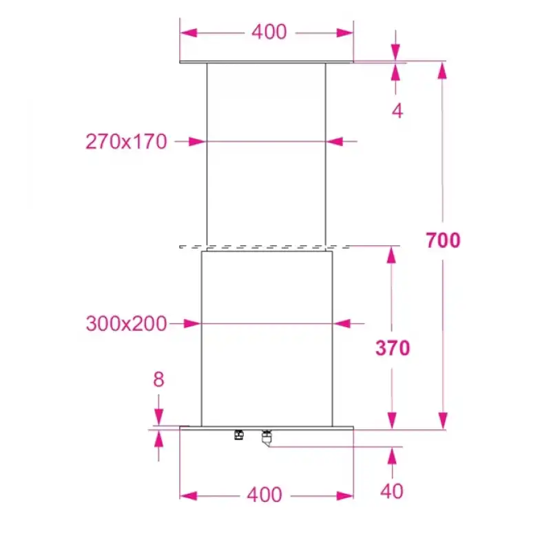 Barka Elektrikli Masa Ayağı Paslanmaz Çelik 24V.Tek Kademe 700mm