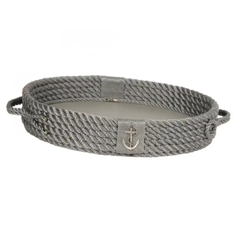 CaptainRA Deri Tabanlı Tepsi (oval) Gri