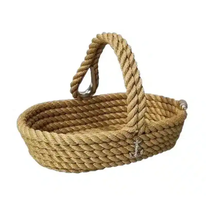 CaptainRA Kulplu Eşya Sepeti (oval) Krem